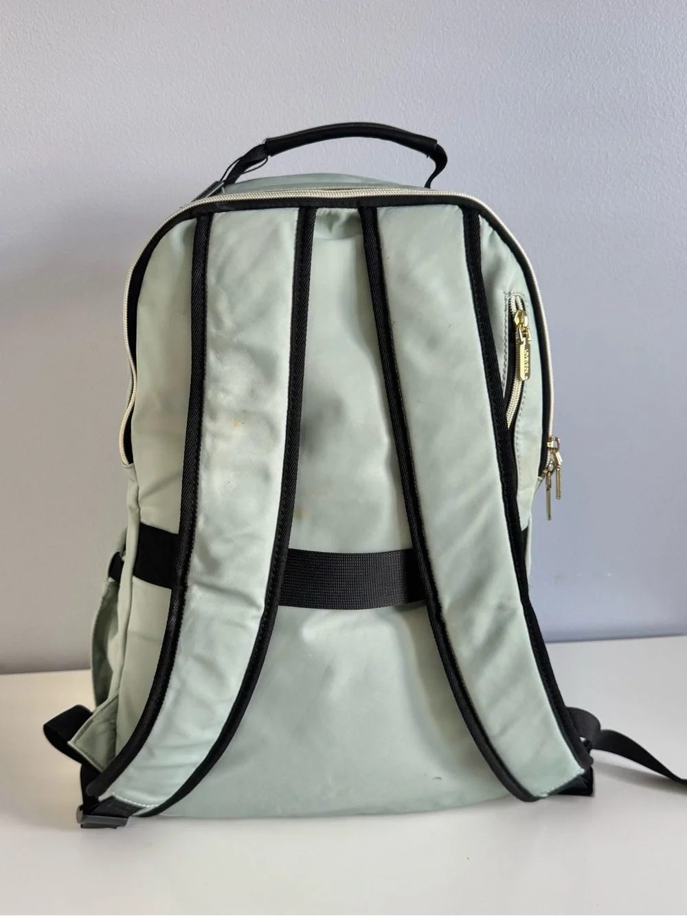 LOVEVOOK Mint Green Quilted Backpack Diaper Travel Bag USB Gold Hardware
